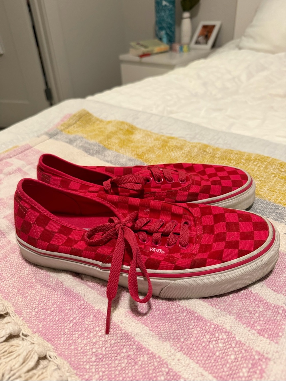 Vans Pink Checkerboard Low-Top Sneakers 8.5